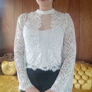 Lacey White Edwardian Iris Blouse